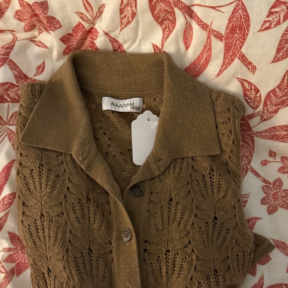 NAADAM Olive/brown Cardigan Sweater - Picture 2 of 8